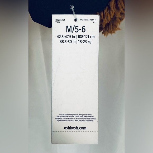 Oshkosh B’gosh Kids Tan/Navy Blue Hooded Reversible Sherpa Jacket Medium (5/6) - Picture 10 of 10